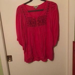 Flowy pink embroidered blouse